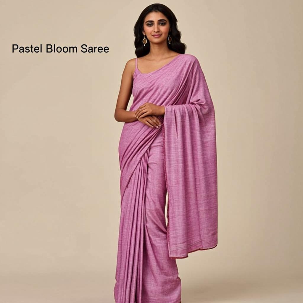 Pastel Bloom Saree - Front view on model - Urbanstyra
