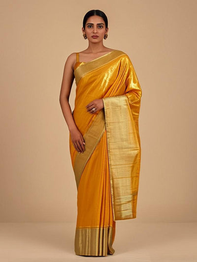 Sunlit Drape Saree - Front view on model - Urbanstyra