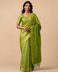Tulsi Green Saree - Front view on model - Urbanstyra