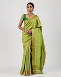 Tulsi Green Saree - Side angle view - Urbanstyra