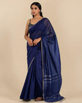 Indigo Poetry Saree - Side angle view - Urbanstyra