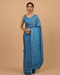 Sky Whisper Saree - Front view on model - Urbanstyra